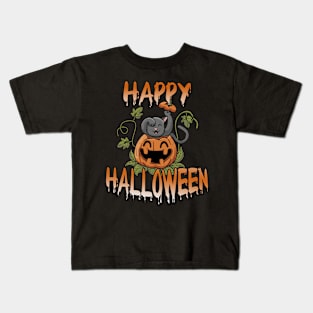 Katze Katzen Mieze Kätzchen Halloween Kürbis Kids T-Shirt